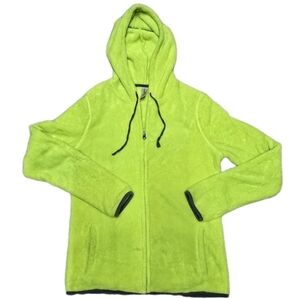 No Boundaries Full-zip Hooded Flece Jacket Women Junior L/G Lime Neon Outerwear